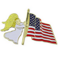 USA Flag Angel Lapel Pin